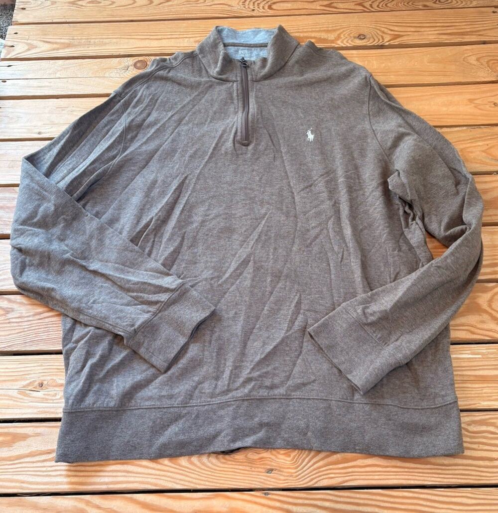 Polo Ralph Lauren Men’s 1/4 Zip Long Sleeve Top Size XL Beige T6